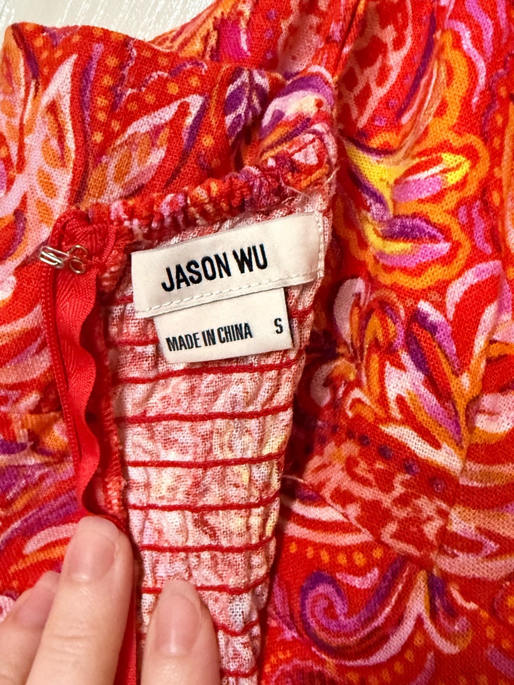 Jason Wu Linen Blend Paisley Print Midi Sundress | Smocked Back | Size Small - Picture 5 of 6